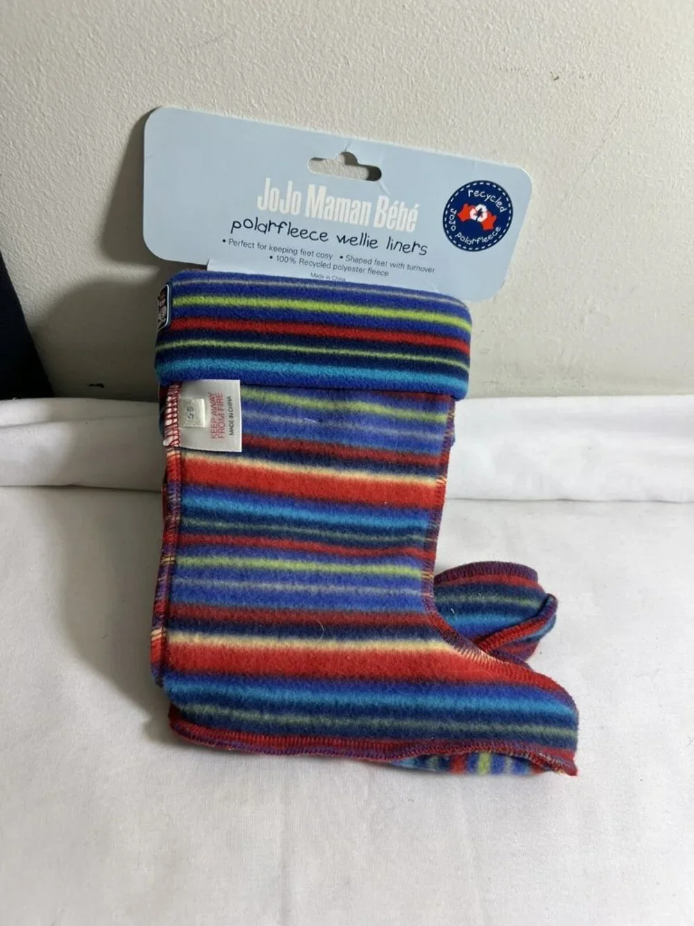 NEW JoJo Maman Bebe Polar Fleece Rainbow WELLIE LINERS 5-6 Kid Size